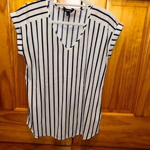 Express Gramercy Navy Stripe Blouse sz M